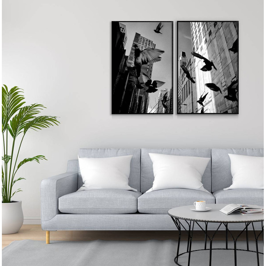 City and birds - Black and white poster