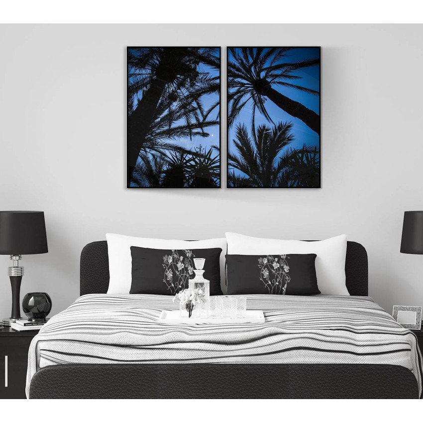 Exotic palm trees - Two piece blue poster