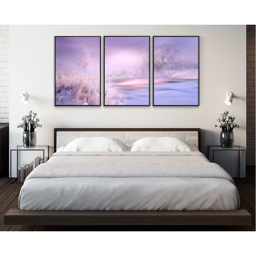 Vackert vinterlandskap - Lila tavelset