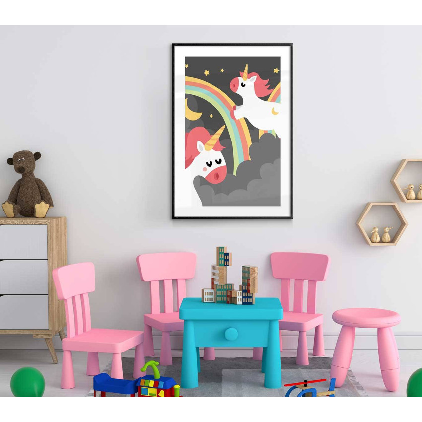 Unicorns och regnbåge - Tecknad barntavla