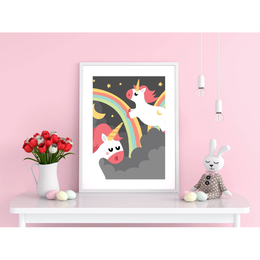 Unicorns och regnbåge - Tecknad barntavla