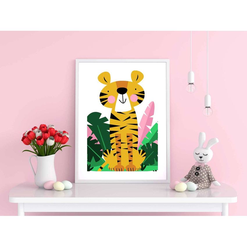 Tecknat lejon - Barntavla med djurmotiv 50x70 cm