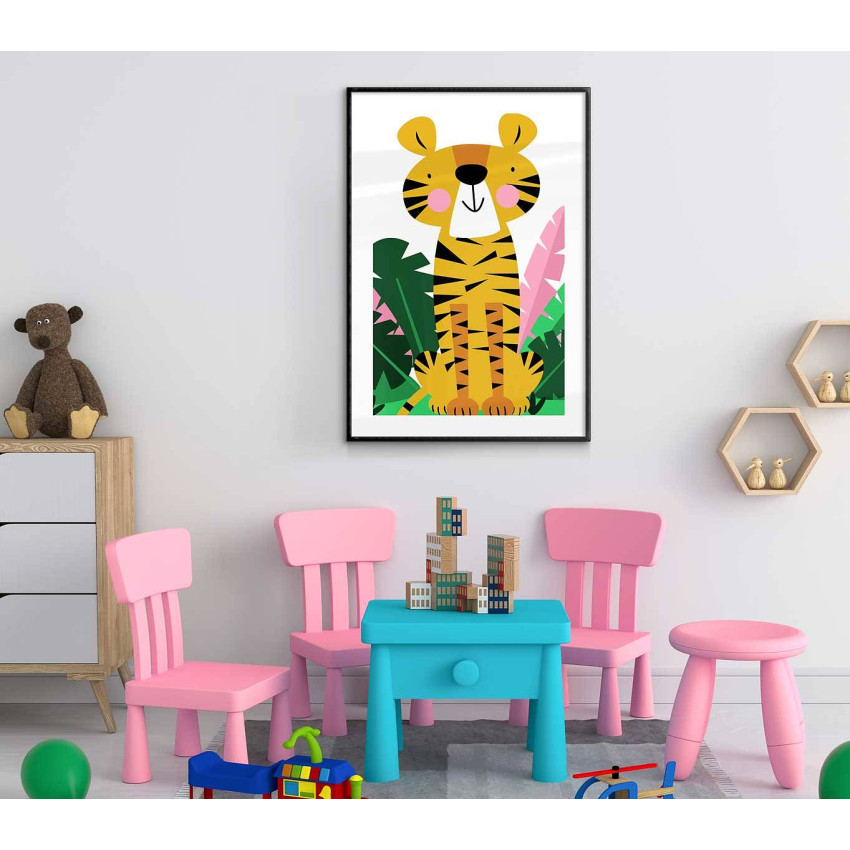 Tecknat lejon - Barntavla med djurmotiv 50x70 cm