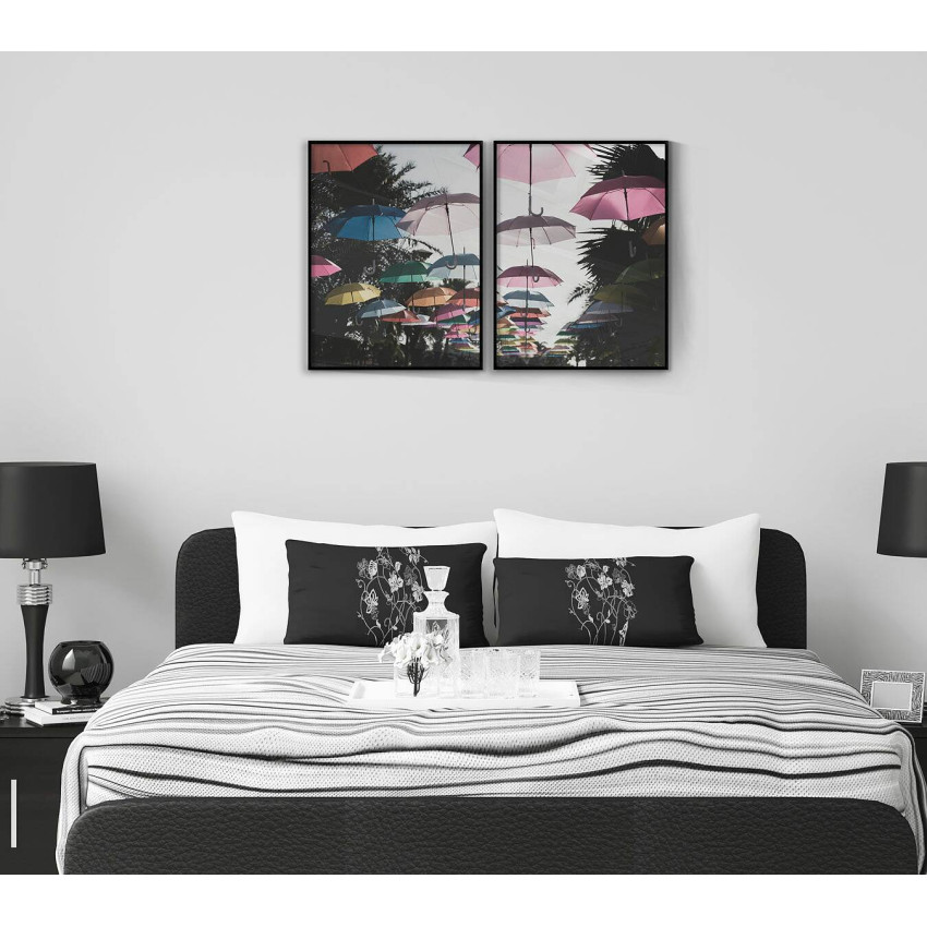 Paraplyer i luften - Tvådelad tavla