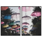 Paraplyer i luften - Tvådelad tavla