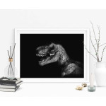 T-rex dinosaur i profil - Tuff svartvit poster