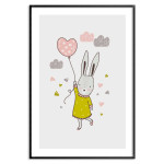Kanin flyger med ballong hjärta - Söt barntavla
