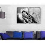 Bönsyrsa i närbild - Tvådelad svartvit tavla