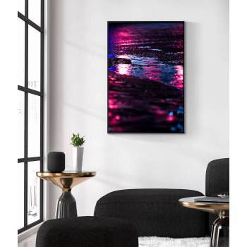 Nattljus och regning gata - Mörk abstrakt plansch