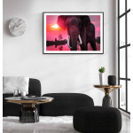 Elephant and exotic sunset - Animals poster