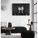 Man with facial paint - Dark black and white poster