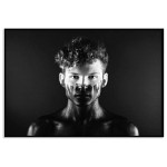 Man with facial paint - Dark black and white poster