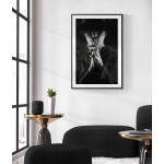 Mystical woman in hat - Dark black and white poster