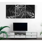 Abstrakt tunnel - Svartvit tavla i tre delar