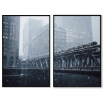Snowy Chicago - Poster in two pieces