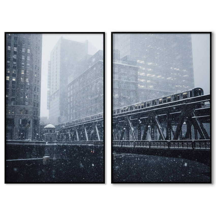 Snowy Chicago - Poster in two pieces