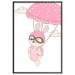 Kanin & rosa fallskärm - Barntavla