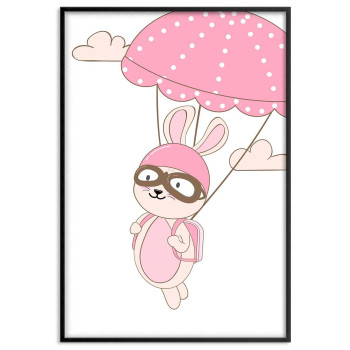 Kanin & rosa fallskärm - Barntavla