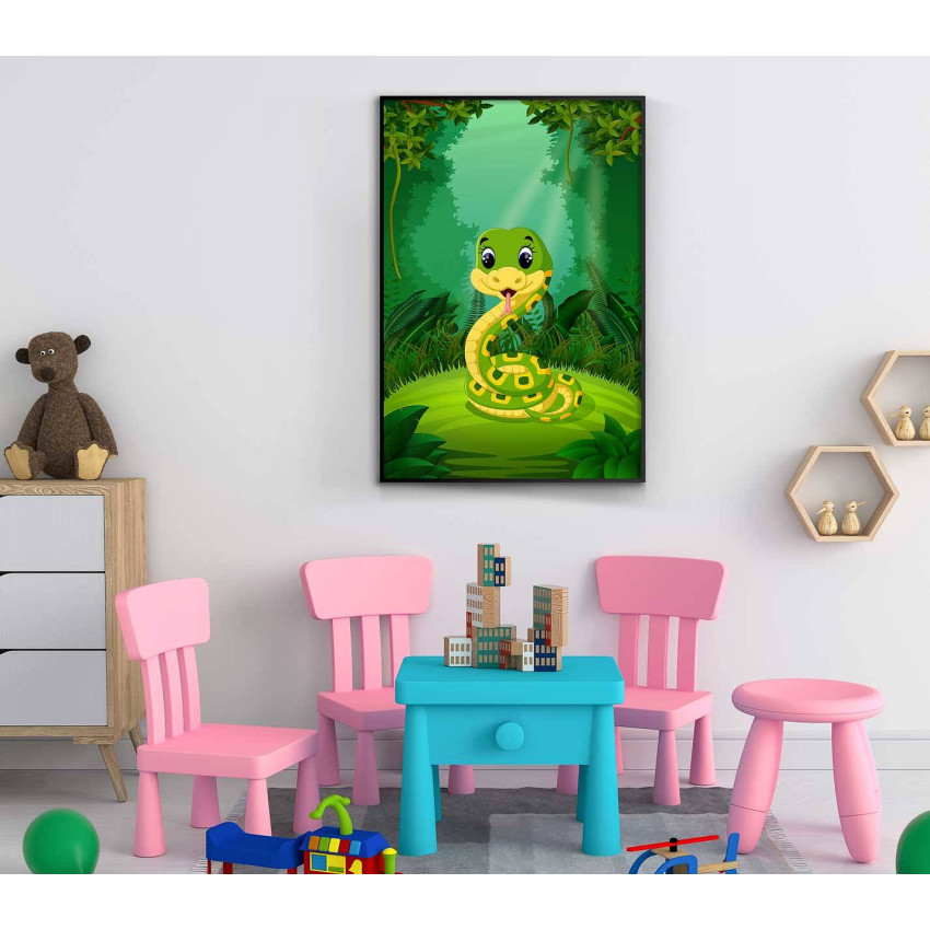 Exotic snake in the jungle - Kids room poster