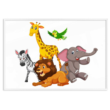 Happy animals - Colorful kids room poster 40x50 cm