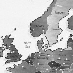 Världskarta - Stor vintage tavla i tre delar