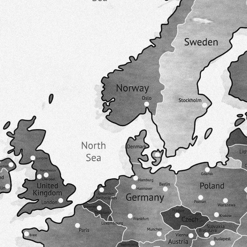 Världskarta - Stor vintage tavla i tre delar