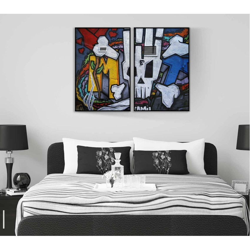 Graffiti abstract skull - Poster in two pieces