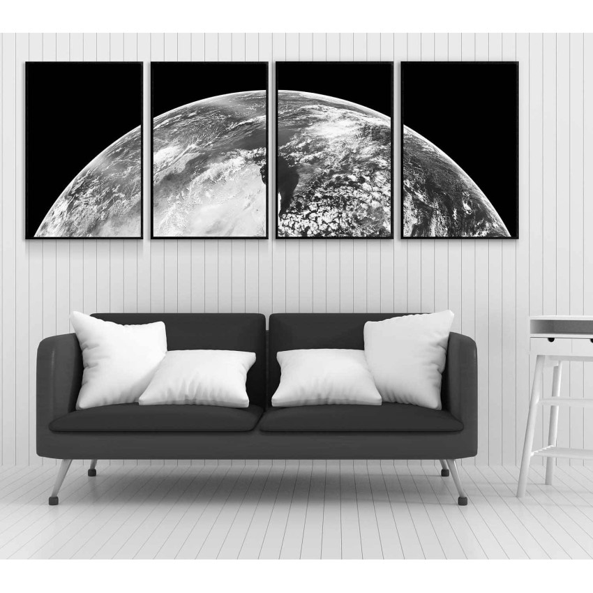 Jorden från rymden - Panorama tavla i fyra delar