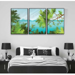 Tecknad exotisk natur - Tavla i tre delar