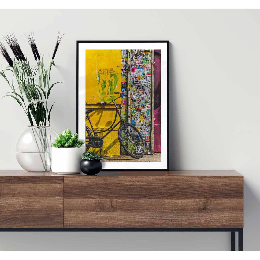 Bike and yellow wall - Urban street poster
