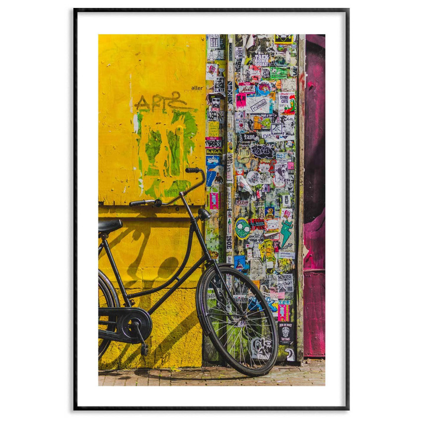 Bike and yellow wall - Urban street poster