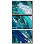 Abstract oil paint art - Three piece teal poster