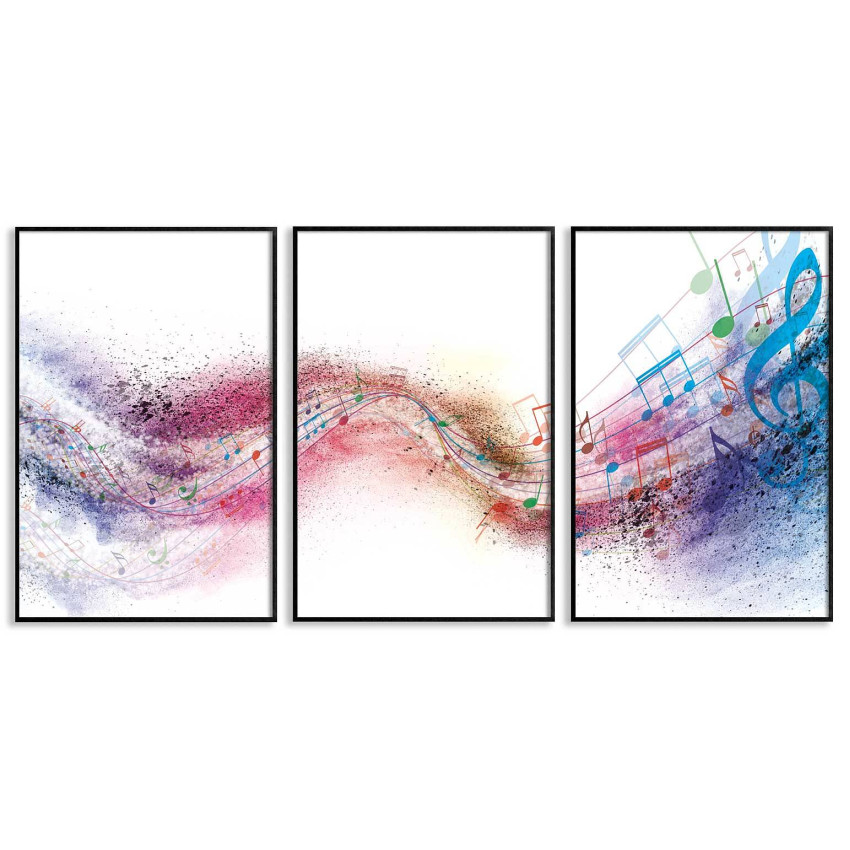 Abstract colorful music notes - Three piece poster