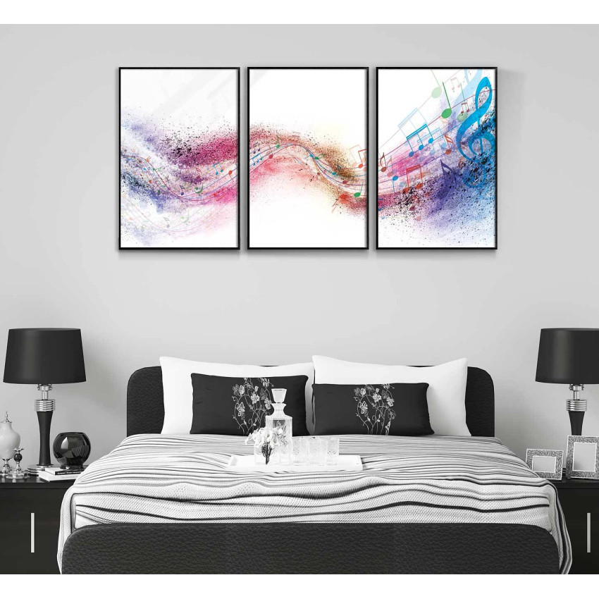 Abstract colorful music notes - Three piece poster