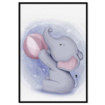Baby elephant playing - Simple kids poster
