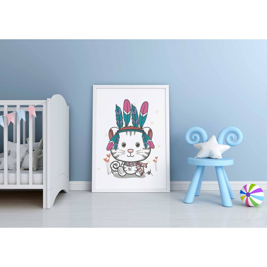 Indian katt - Söt barntavla med djurmotiv