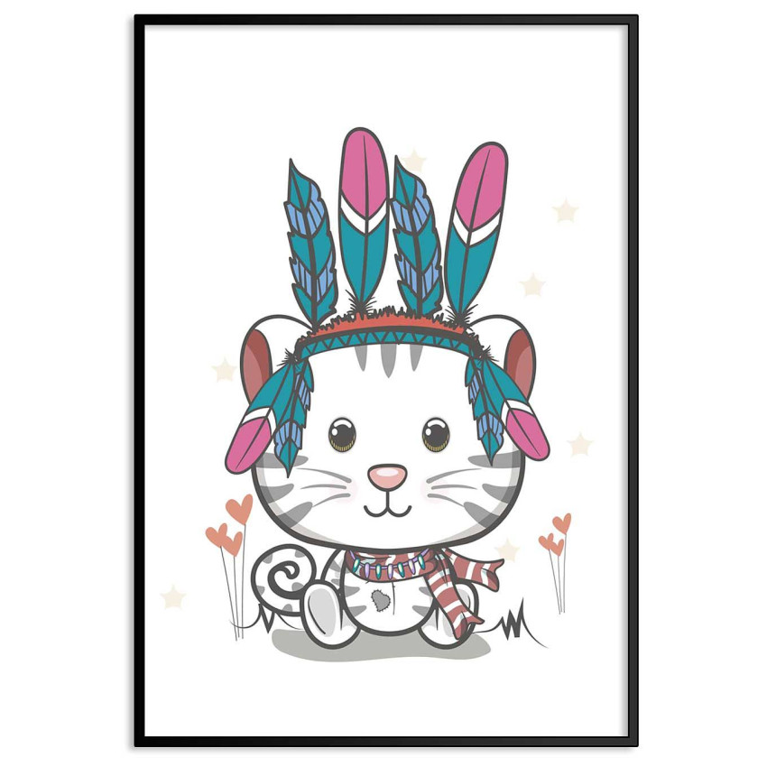 Indian katt - Söt barntavla med djurmotiv