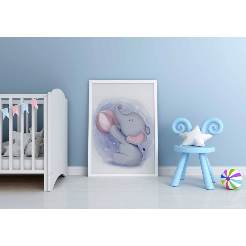 Baby elephant playing - Simple kids poster