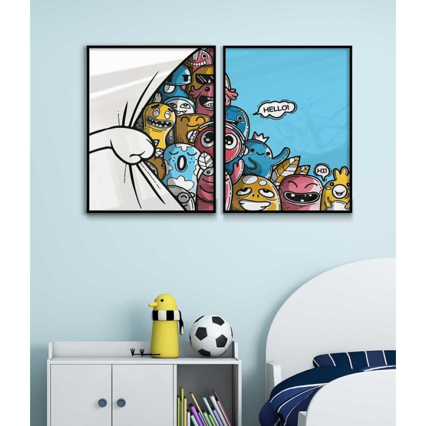 Cute monsters - Two piece kids poster