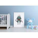 Glad grön robot - Simpel barnposter