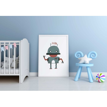 Glad grön robot - Simpel barnposter