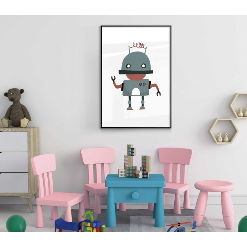 Glad grön robot - Simpel barnposter