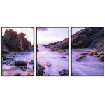 Lila havsmotiv - Vacker tavla i tre delar