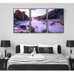 Lila havsmotiv - Vacker tavla i tre delar