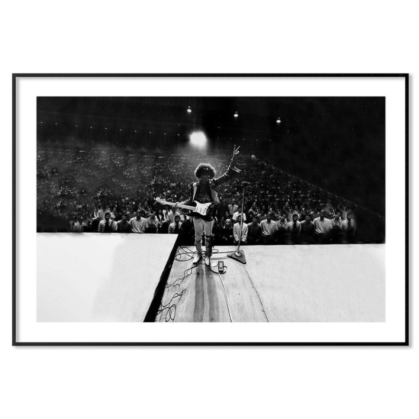 Jimi Hendrix Showtime - Svartvit musik affisch