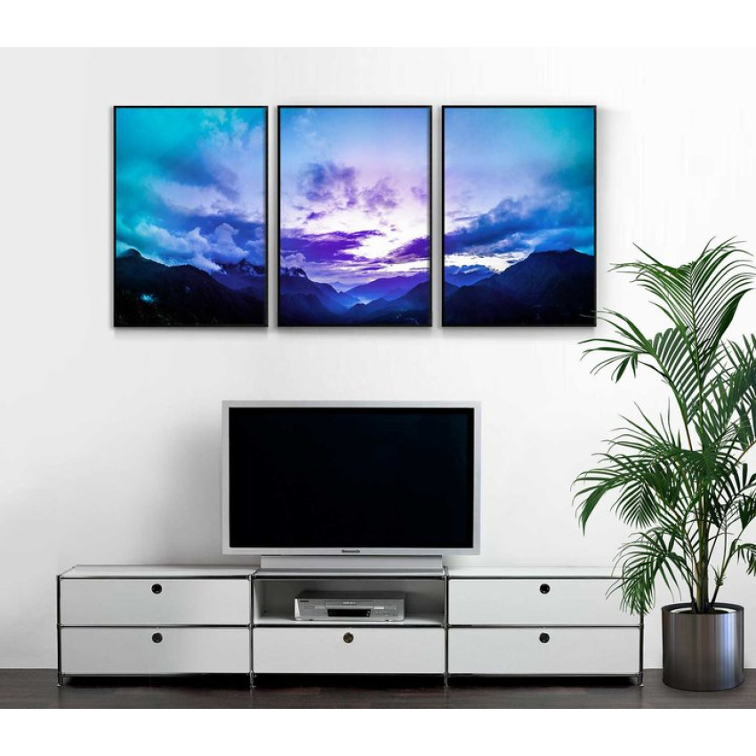 Berg & läcker solnedgång - Bred naturmotiv tavla