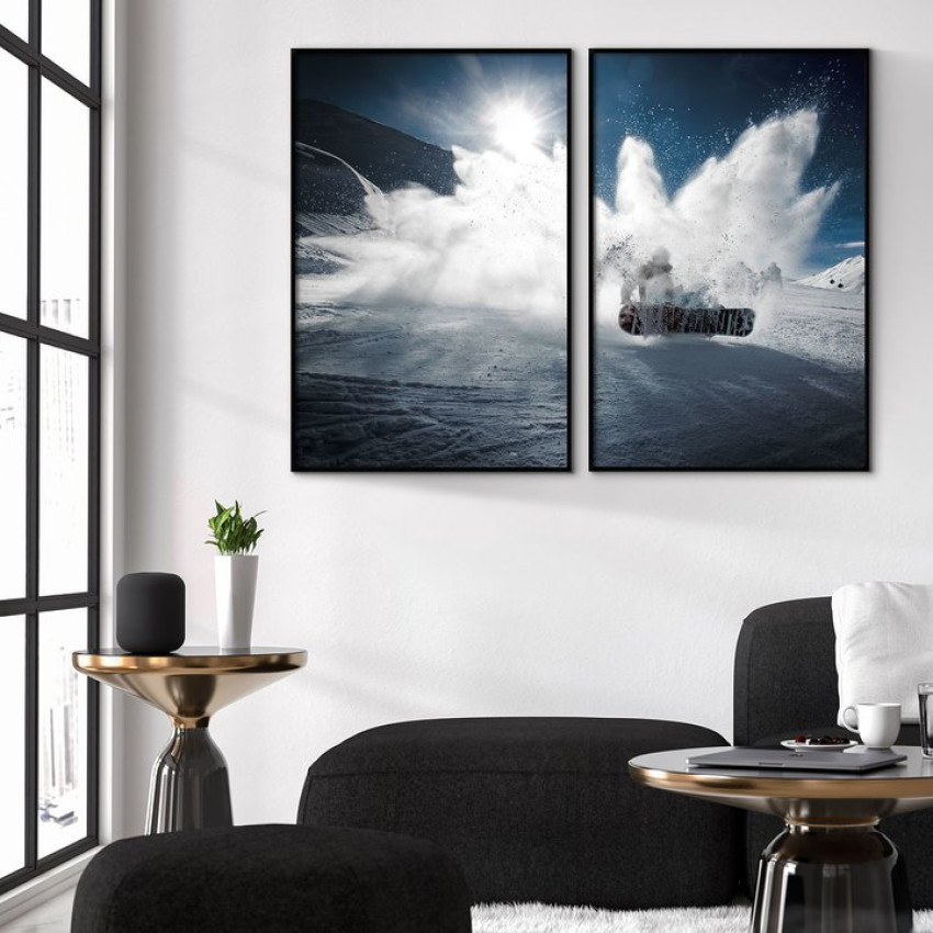 Snowboard och snö - Uppdelad sport tavla