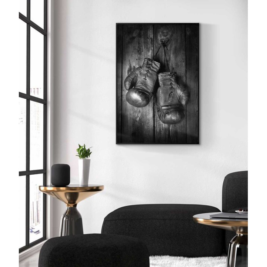 Retro boxningshandskar - Svartvit sport poster