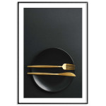 Tallrik med guldbestick - Modern kökstavla