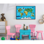 Colorful map of the world with animals - Kids poster